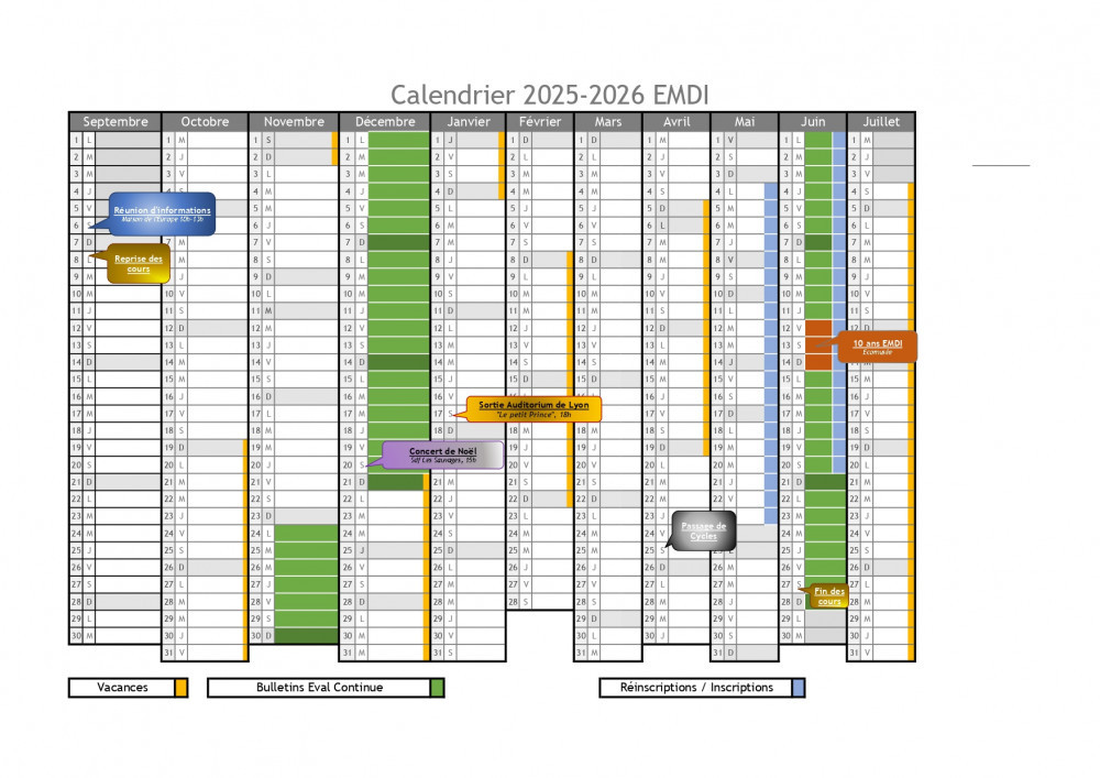 Calendrier 2025-2026